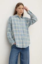 assembly label womens luka japanese shirt steel blue check