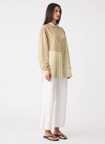 esmaee sahara shirt - sage stripe