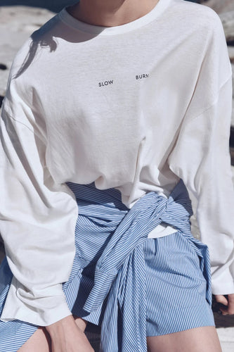 assembly label womens slow burn wide long sleeve tee/antique white