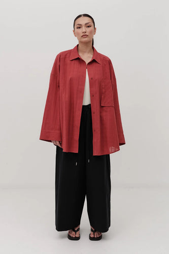 josephine oversized viv shirt - burnt red