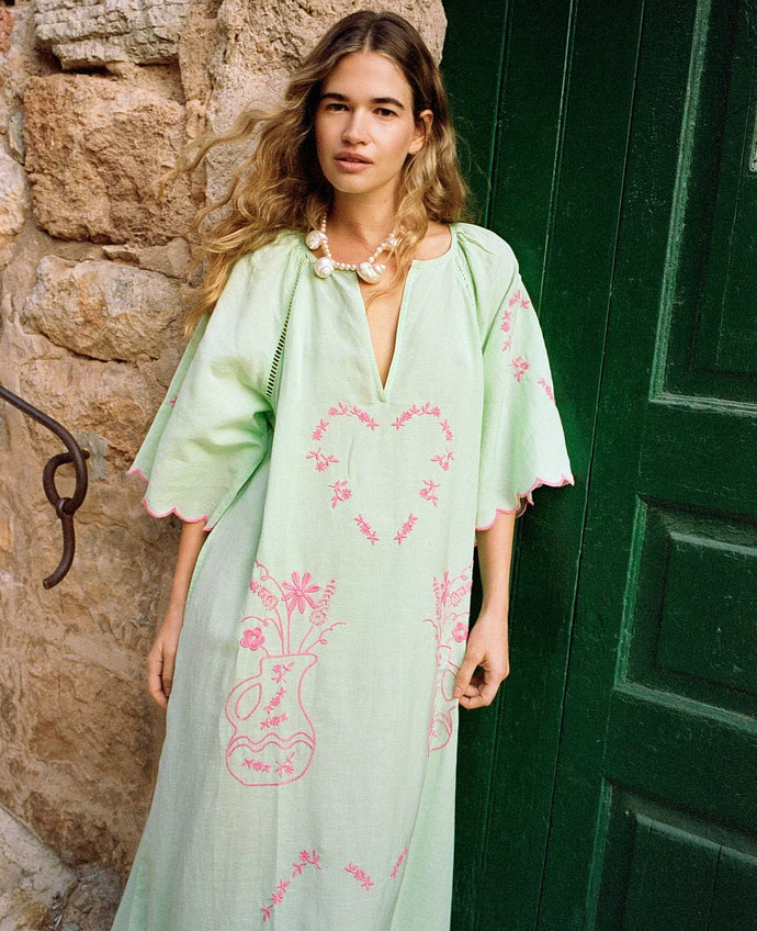 patina green dress Aesthetic Patina Green And White Vertical Long Sleeve Dresses For Women Vintage Elegant Party Dress Oversized V-neck Dress S-8XL