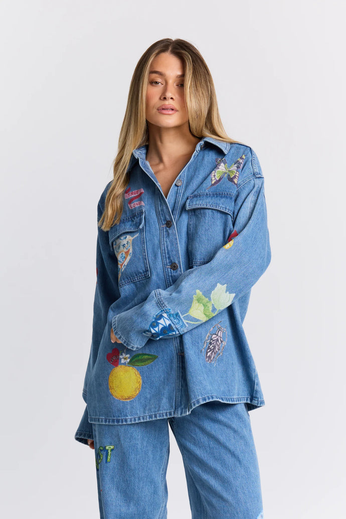 MAKU - Tattoo Denim Shacket