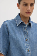 Assembly Label -  Boxy Denim Short Sleeve Shirt (dark stone)